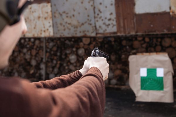 Firearms pump-action shotgun. Tyre's outdoor